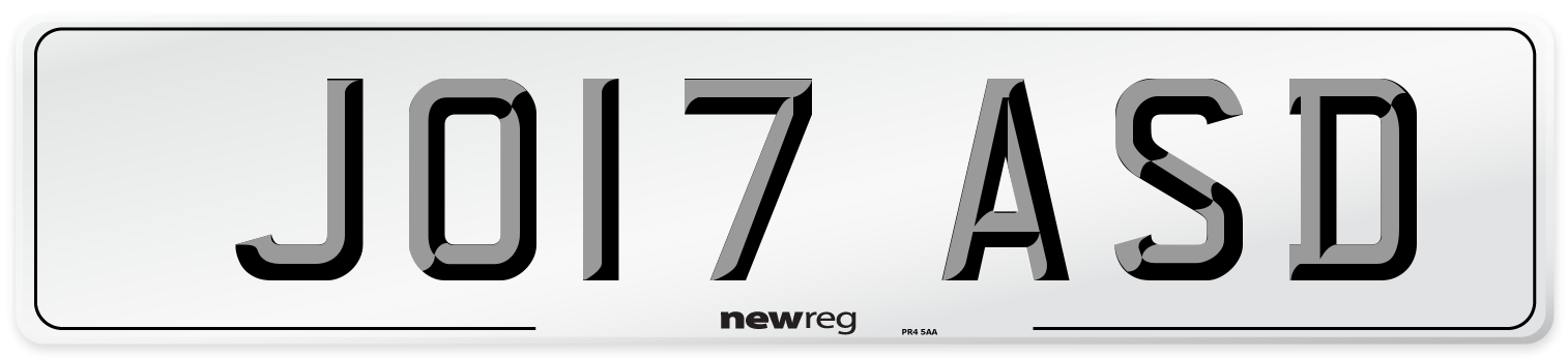 JO17 ASD Number Plate from New Reg